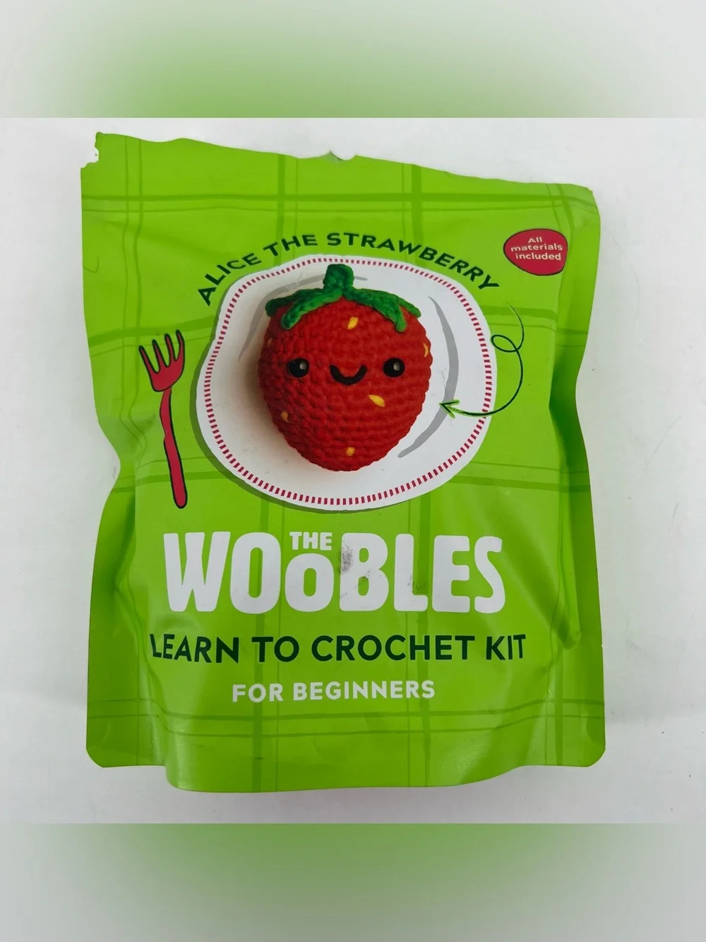 The Woobles Beginner Crochet Kit Alice the Strawberry Complete